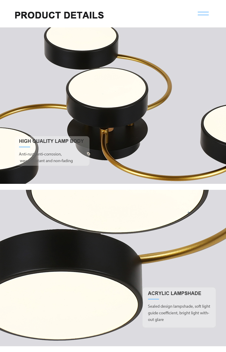 Customized Modern Indoor Decorative Lighting Living Room Surface Mounted Led Ceiling Lamp