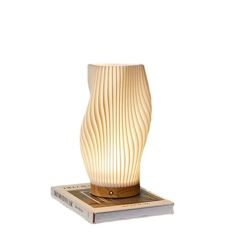 Nordic Style Bedroom Decorative Bedside 3D Printed Vintage Ruffled Night Lamp