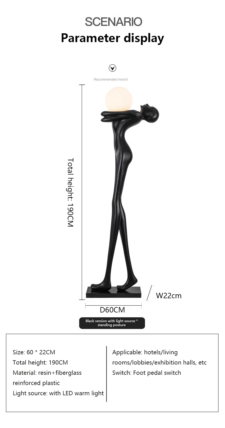 Modern Large Standing Floor Lamps Creative Home Design Humanoid Art Sculpture LED Light for Hotel Lobby Living Room Decoration