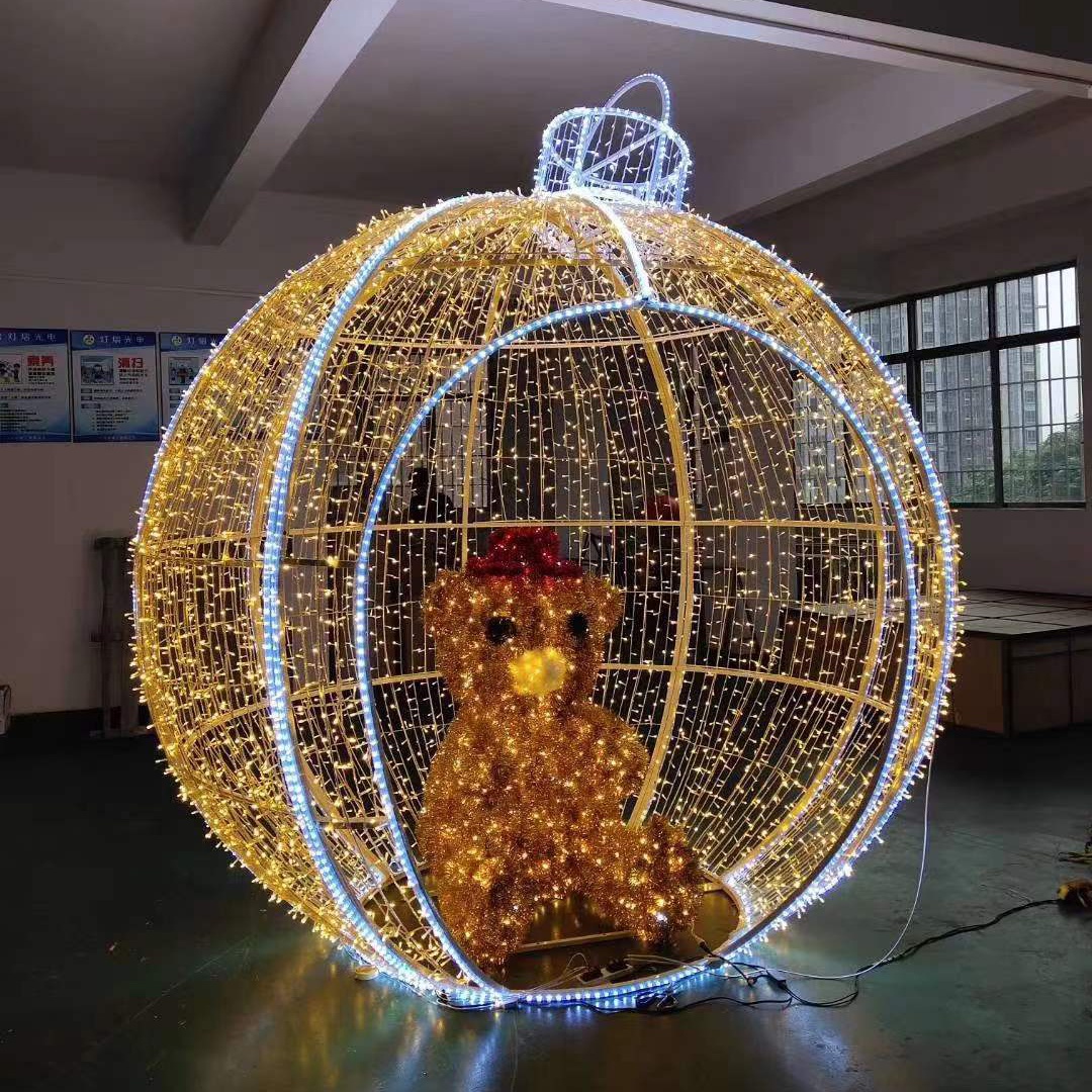 Custom Commercial Outdoor Garden Project Decoration 3D Large Deco Motif Ball Lights Christmas Motif Light