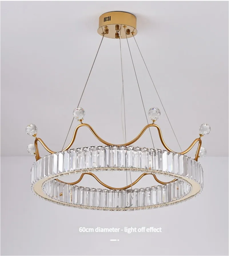 Luxury Gold Modern Crystal Big Chandelier LED Lighting for Bed Room Kitchen Hotel Indoor Decorative Pendant Lamp (ZY-QS-0058)