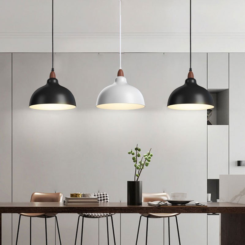 High-quality Scandinavian Minimalist Industrial LED Kitchen Light Wrought Iron Dining Room Decor Chandelier Black/White Lighting