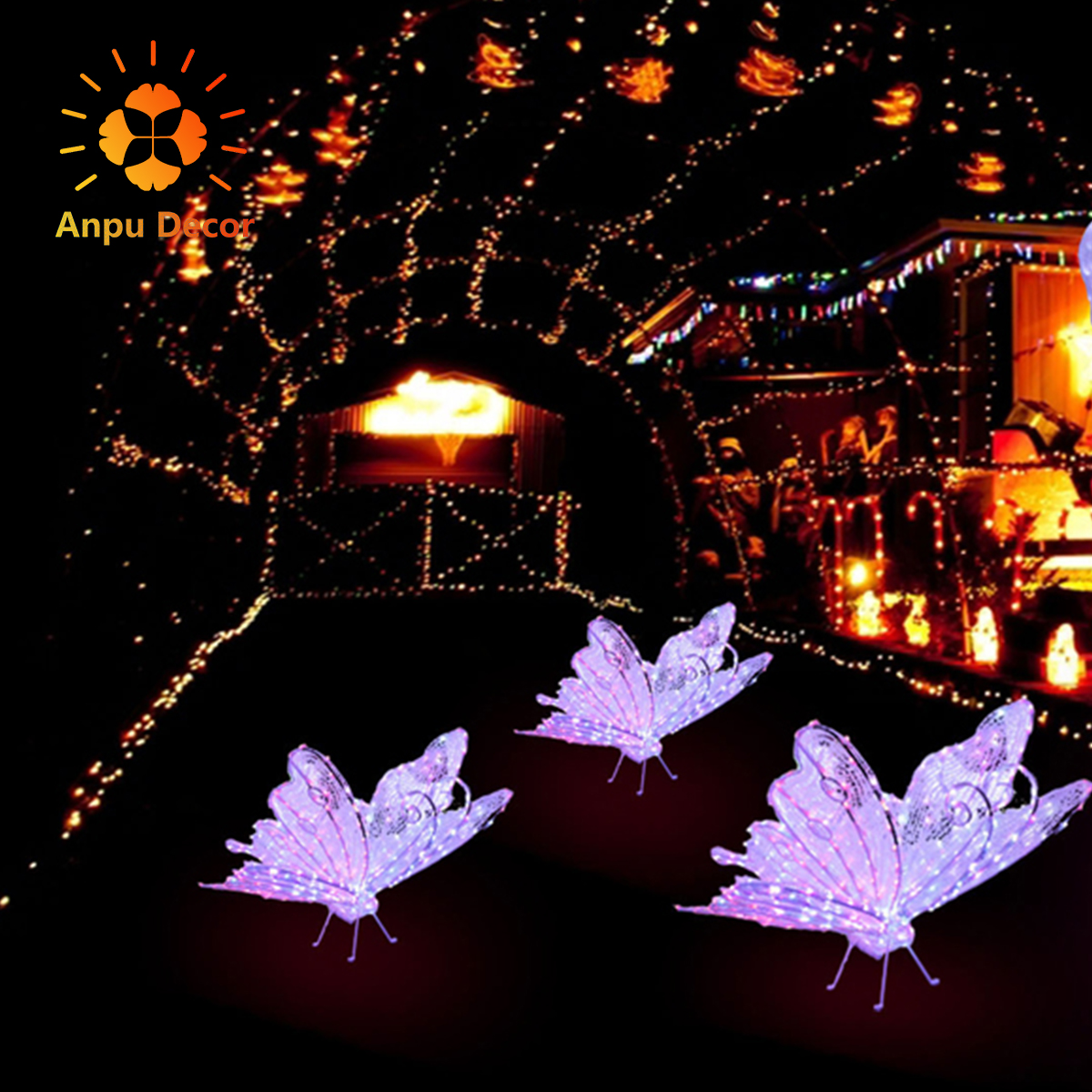 Wholesale Holiday Lighting Christmas Outdoor Decorative Pattern Led Motif Light Lighted butterfly