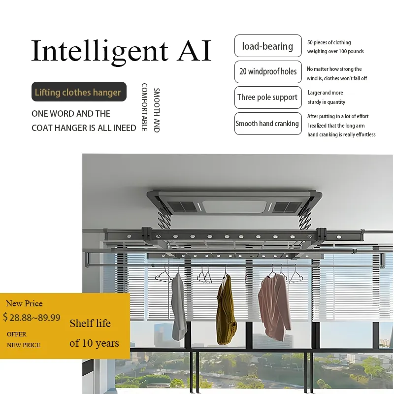 Advanced Smart Balcony Clothes Drying System with UV Disinfection