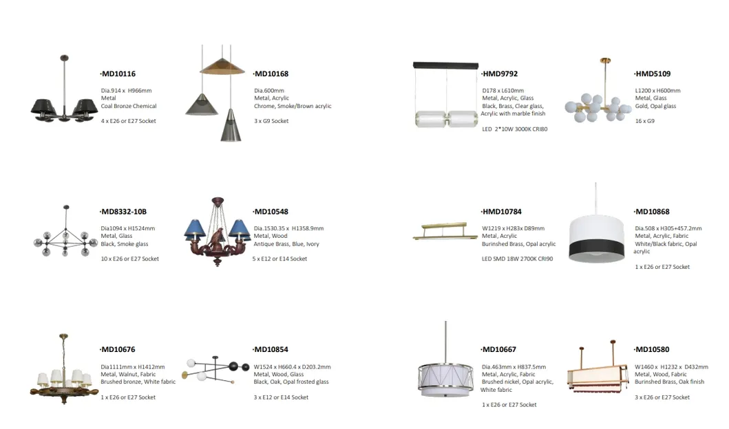 Indoor Lightings Outdoor Lightings Pendant Chandelier Decorative Lightings Customized Lightings