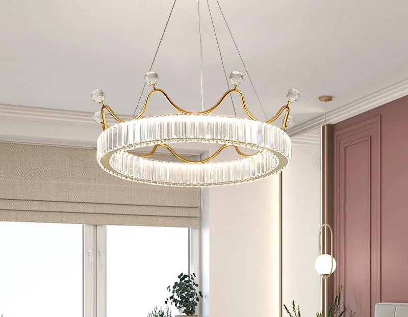 Luxury Gold Modern Crystal Big Chandelier LED Lighting for Bed Room Kitchen Hotel Indoor Decorative Pendant Lamp (ZY-QS-0058)