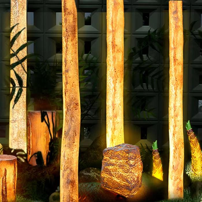 Aluminum Material IP65 Solar AC Powered 1m 2m Luminous Glowing LED Birch Tree Trunk Lighted Outdoor Decoration