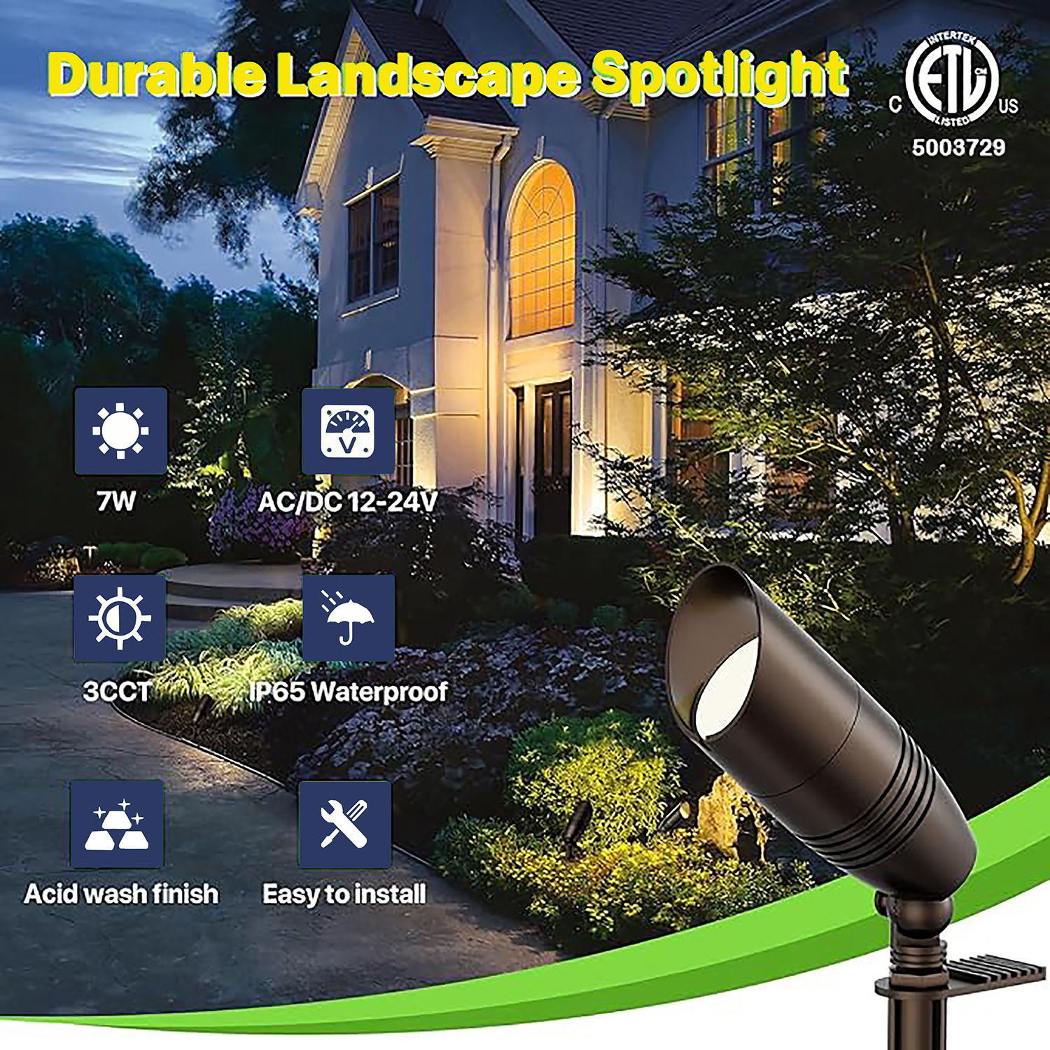 Low Voltage Garden LED Spike Spot Light Outdoor Waterproof Dimmable Landscape Lighting 12V Modern Walkway Lawn Tree Spotlight
