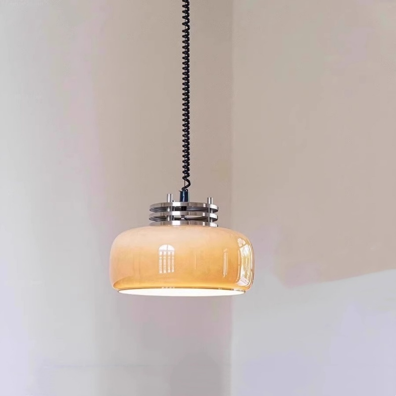 Modern Lighting Coffee Creamy White Glass Vintage Adjustable Height Hanging Glass Pendant Lamp (ZY-D035)