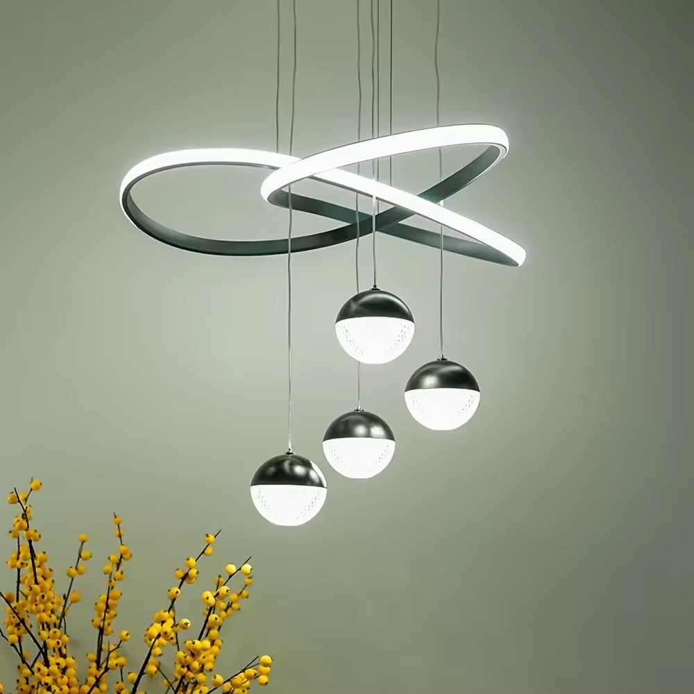 Custom Lighting Modern Led Chandelier Bedroom Hotel Round Hanging Light Iron Led Circle Ring Pendant Light