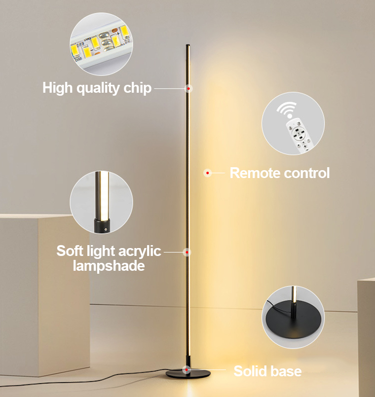 New Design App & Touch Control Remote Home Decor Indoor Stand Smart Light RGB LED Floor Lamp