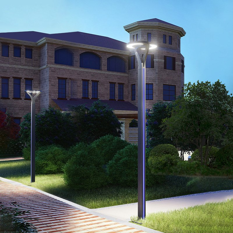 Garden Outdoor Decorative Vintage Aluminium Post Modern Lamp Solar LED Pole Light