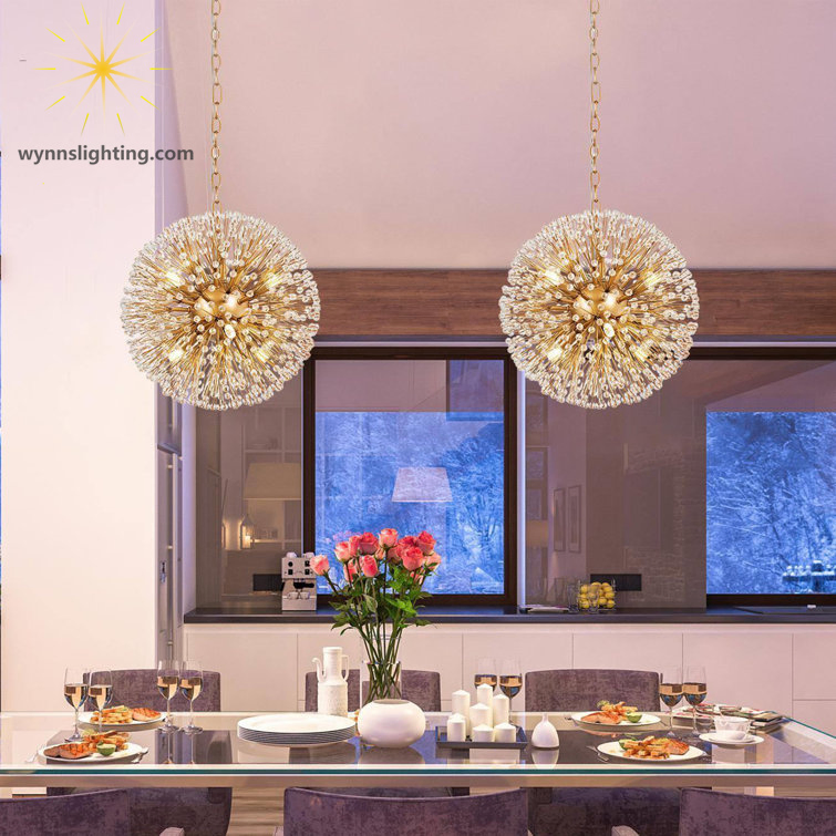 Custom Decorative Luxury K9 Crystal Golden Modern Chandelier Light Indoor Home Pendant Lighting