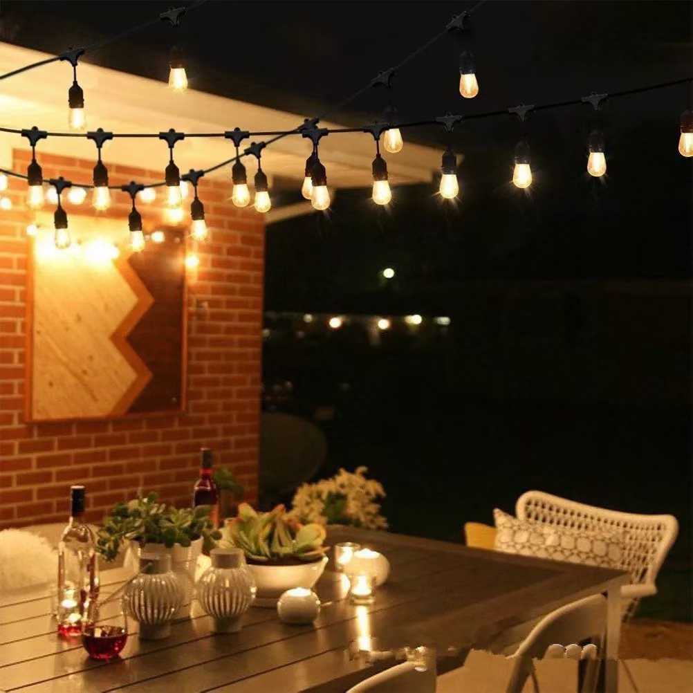 Factory Price Waterproof E26/E27/ E12/E14 S14/G45 LED Bulbs Outdoor String Lights 3m-20m 48ft for Patio Garden Decoration