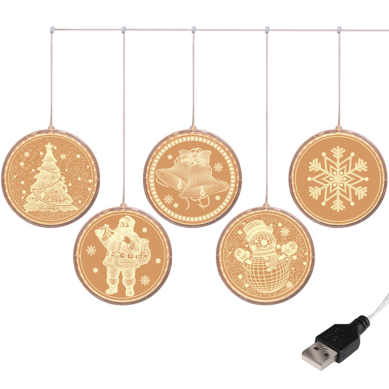 16cm Creative 3D Hanging LED Decoration Lights Bedroom Holiday Lighting Layout Window Christmas Lights