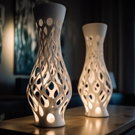 Unique Fashionable Customized 3D Print Modern DC Powered Plastic Small Batch Fast Shaping LED Table Lamp