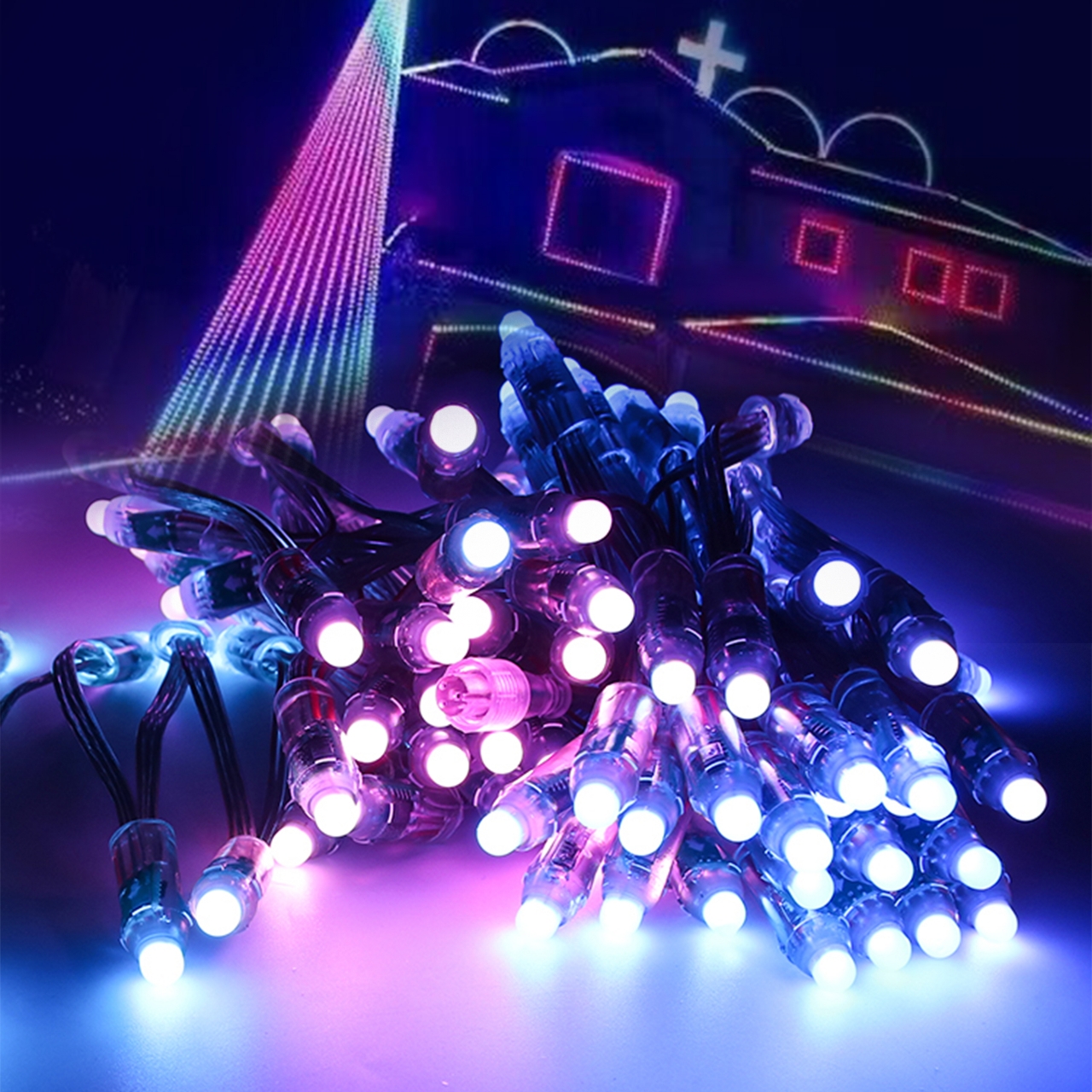 SHIJI Outdoor Waterproof Customized Point Light IP67 12V GS8208 RGB Pixel Lighting WS2811 Led Decorative Light Source