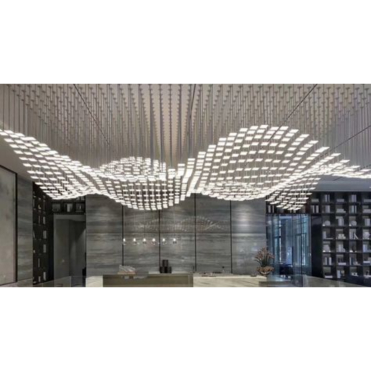 Custom Aluminum Acrylic Chandeliers Square Decoration Pendant Light Lamp Indoor Hotel Modern LED Chandelier