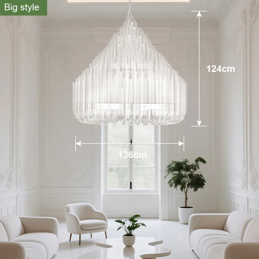 European Style Luxury Glass Tube Chandelier Round Custom Hotel Villa Club Living Room Staircase Decorative Lighting Fixture