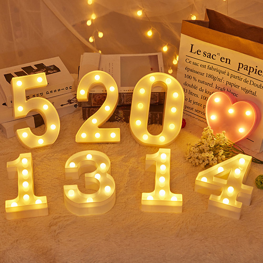 Digital Number Creative Luminous LED Letter Night Light Decor Wedding Birthday Party Christmas DIY LED Letters 26 English 0-9 50