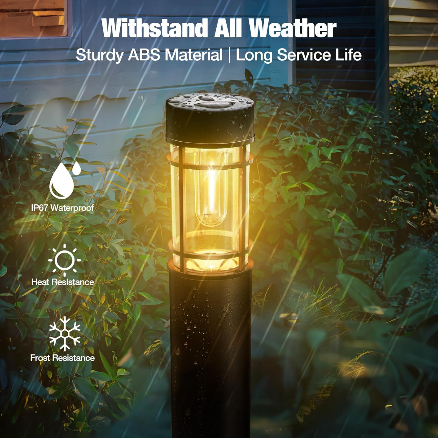Factory ODM Solar Garden Bollard Lights Outdoor Waterproof Lawn Pathway Stake Landscape Lights for Yard Walkway Driveway Decor