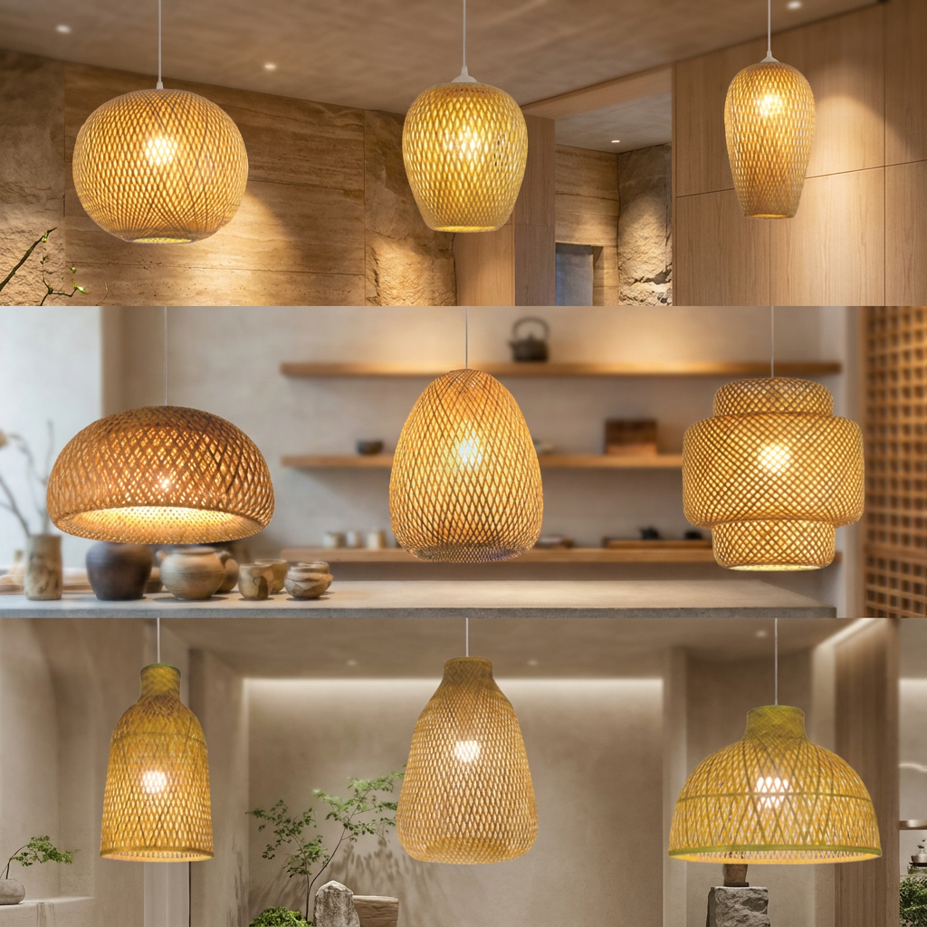 Rattan Art Chandelier Led Bamboo Room Bedroom Indoor Pendant Led Light Modern Chandeliers Ceiling Luxury Pendant Light