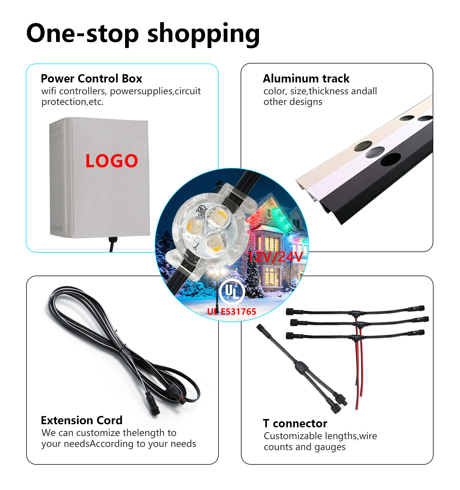 IP68 Waterproof Outdoor Building Led Point Light 12V 24V 36V Rgbw Aluminum Track Permanent Christmas Lights For Eaves Decoration