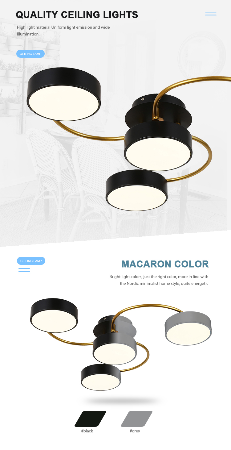Customized Modern Indoor Decorative Lighting Living Room Surface Mounted Led Ceiling Lamp