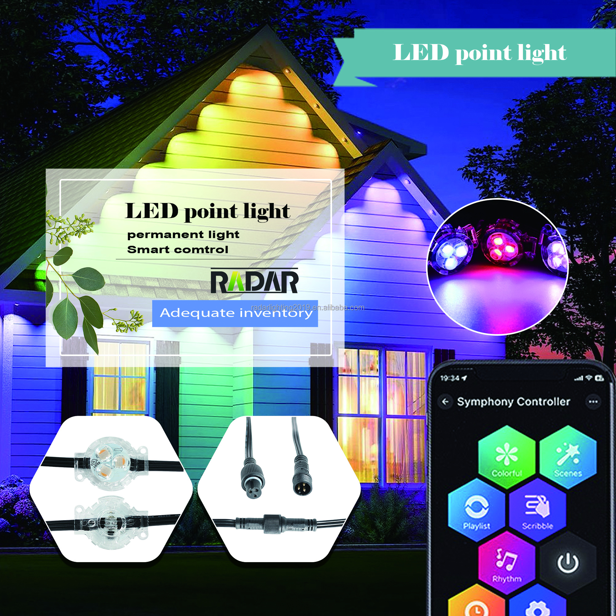 RGBW LED Outdoor Decorative Lighting Permanent Track Lighting Holiday House Decorating