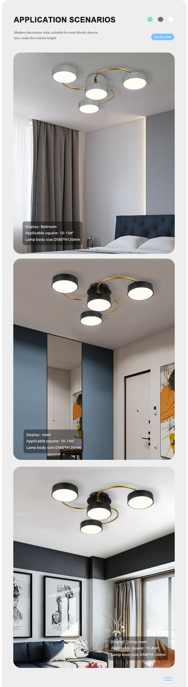 Customized Modern Indoor Decorative Lighting Living Room Surface Mounted Led Ceiling Lamp