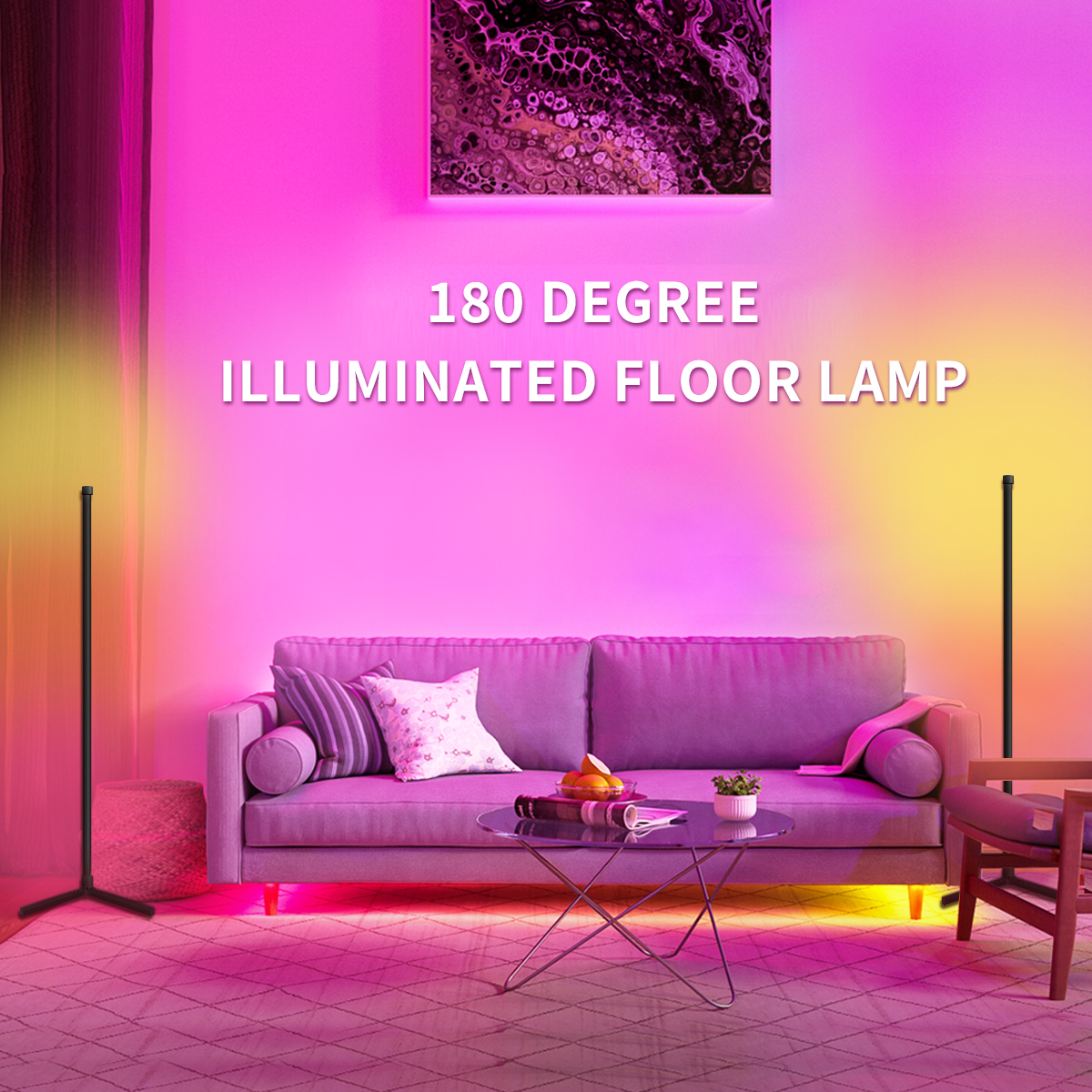 Smart Home Light Decoration Lights Modern Tuya RGB Floor Lamps ,Color Changing Remote Control Corner Lamp I for Living Room