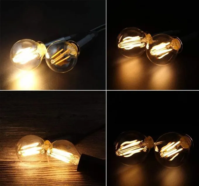 LED Dimmable Filament Bulb G45 Glof Ball Lamp E27 Filament Bulbs 4W LED Color Outdoor Bulb for Decorative Lighting in The Hospitality Industry
