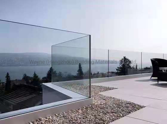 LED Lighting Embedded Aluminium Base Shoe Framless Glass Railing System with Sgp Laminated Glass