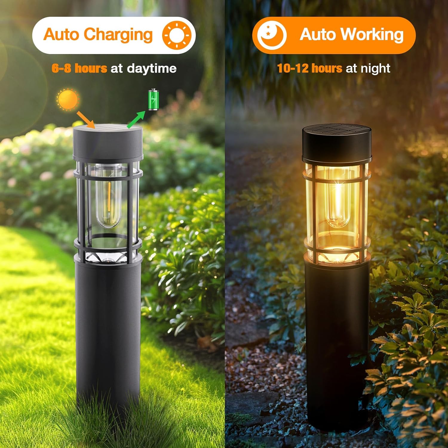 Factory ODM Solar Garden Bollard Lights Outdoor Waterproof Lawn Pathway Stake Landscape Lights for Yard Walkway Driveway Decor