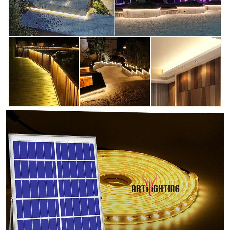 Outdoor Waterproof Decorative Lamp High Brightness Solar LED Soft Strip Lighting for Villa Balcony Indoor Ceiling Rooms