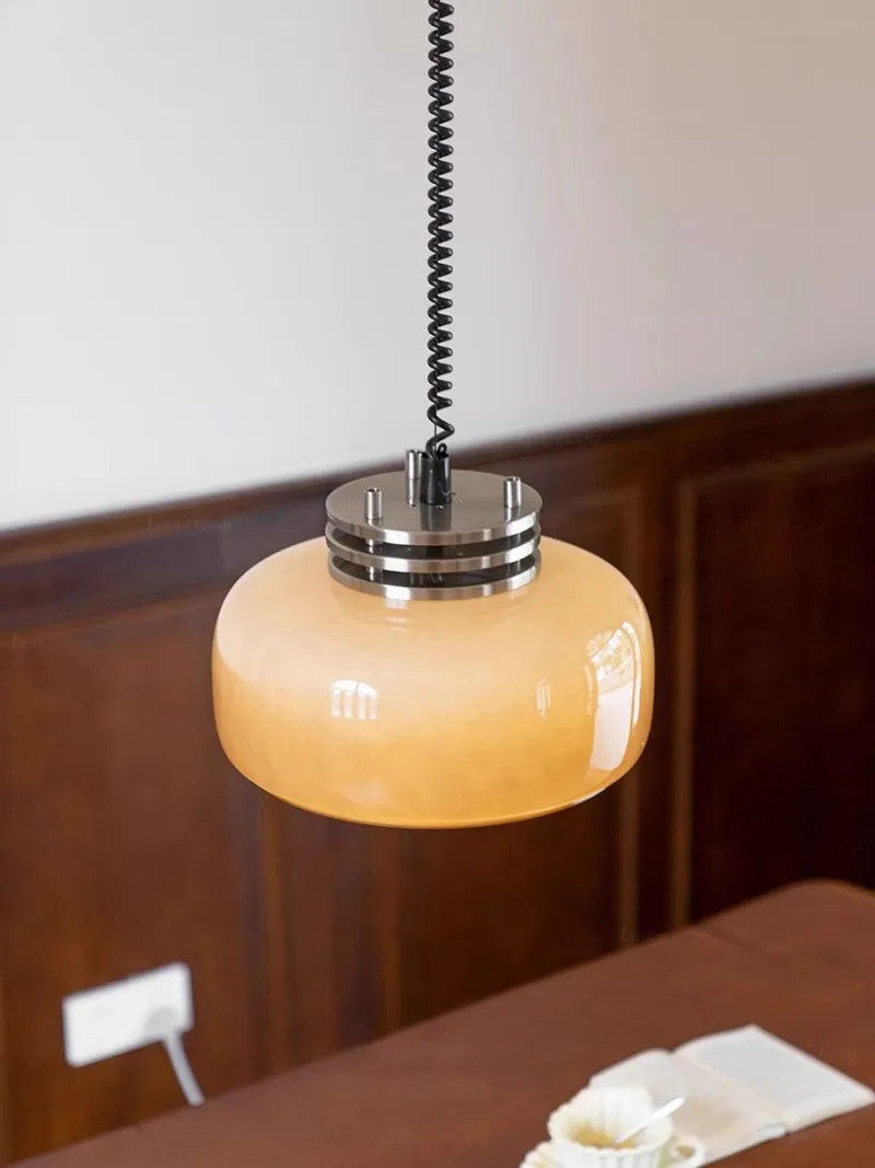 Modern Lighting Coffee Creamy White Glass Vintage Adjustable Height Hanging Glass Pendant Lamp (ZY-D035)