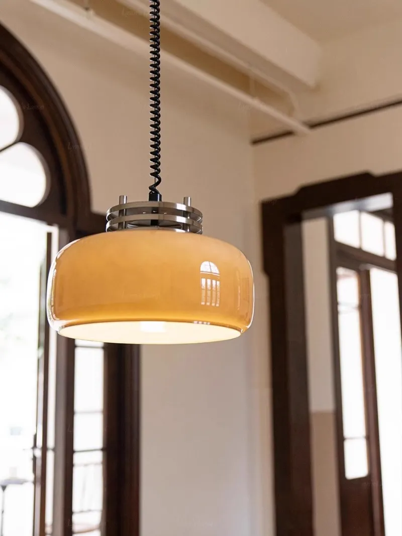 Modern Lighting Coffee Creamy White Glass Vintage Adjustable Height Hanging Glass Pendant Lamp (ZY-D035)