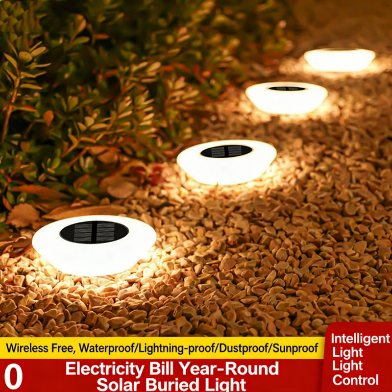 Waterproof New Solar Ground Light Park Landscape Powered Rechargeable Panel Decorative Lawn Floor Pathway Lights Garden