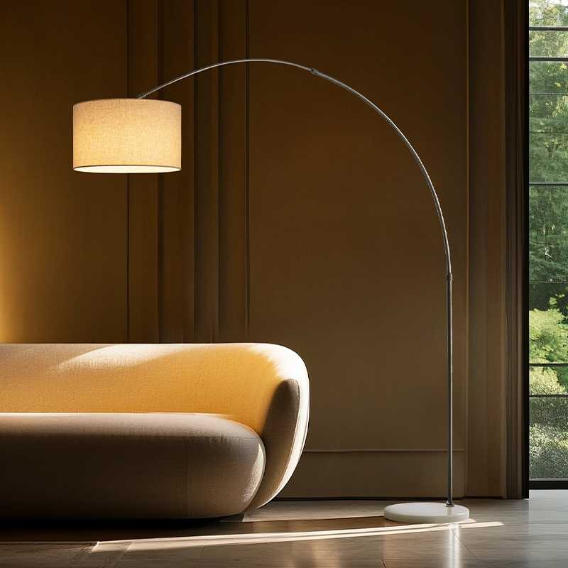 Aisilan Minimalist Style Marble Finishing Living Room Bedroom Tall Flexible Office Curved Arch Standing Floor Lamp Light