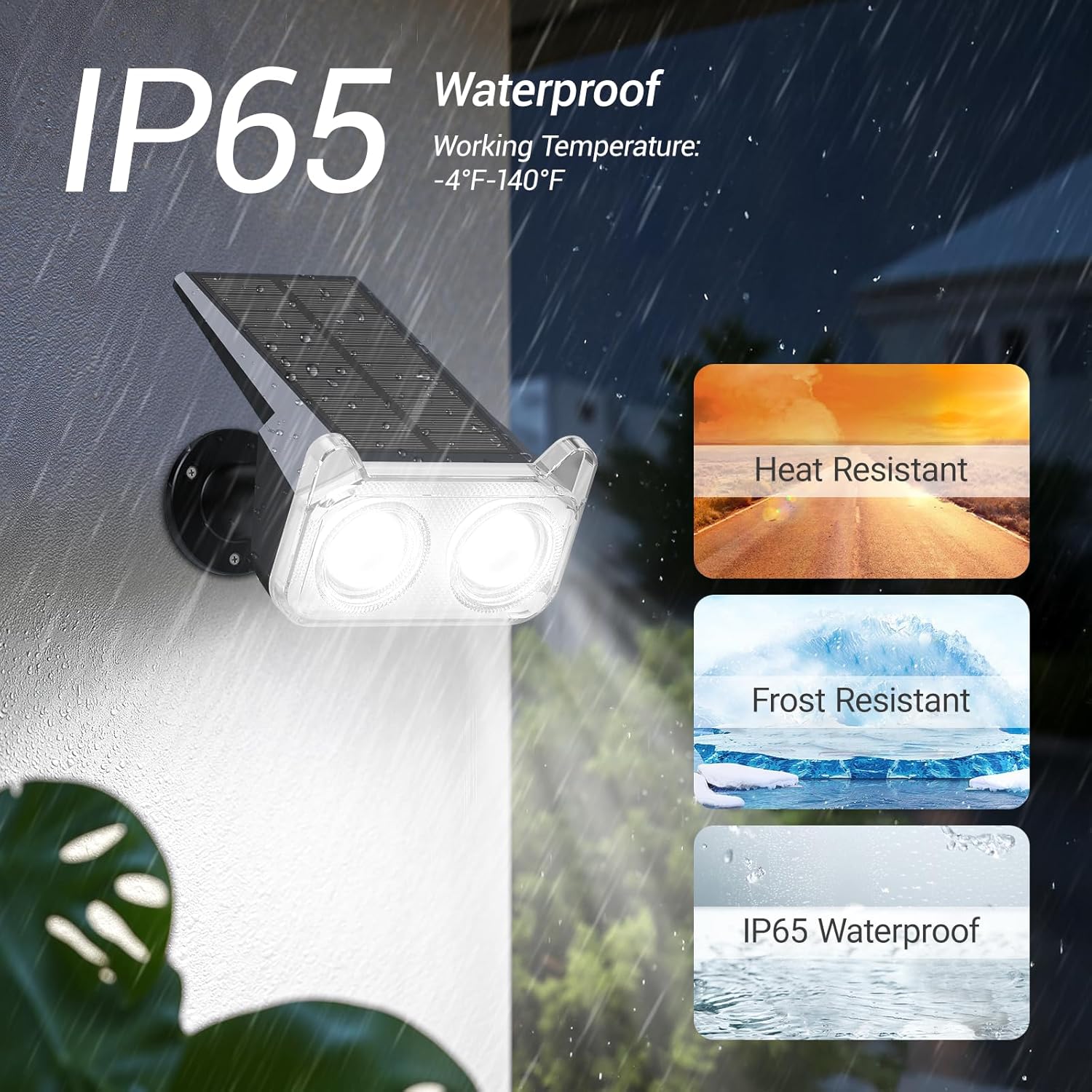 New Solar Spot Lights Outdoor Waterproof Bright 30H Runtime Solar Powered Landscape Lighting Wall Spotlights for Garden Decor