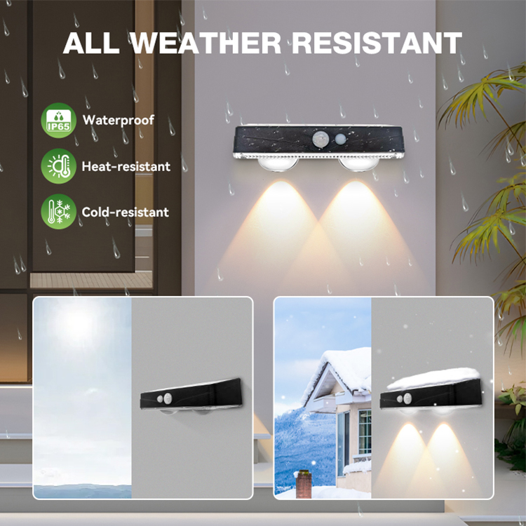High Quality Outdoor Solar Powered Garden Lamp 2Led IP65 Waterproof Motion Sensor Led Solar Wall Garden Lights