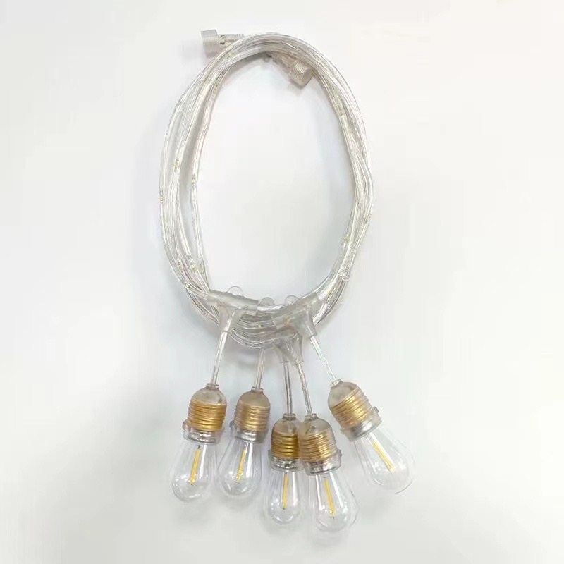 Commercial Grade 48 Feet Outdoor Waterproof E 26 E 27 Black Wire Hanging Lights for Garden Courtyard Wedding Decorations Use