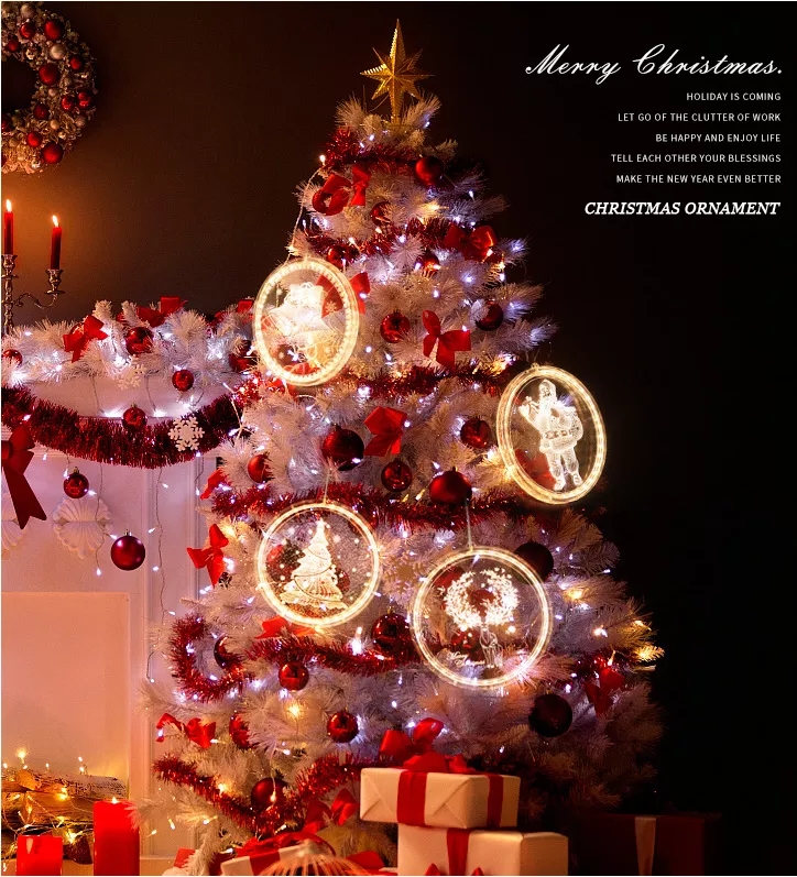 16cm Creative 3D Hanging LED Decoration Lights Bedroom Holiday Lighting Layout Window Christmas Lights