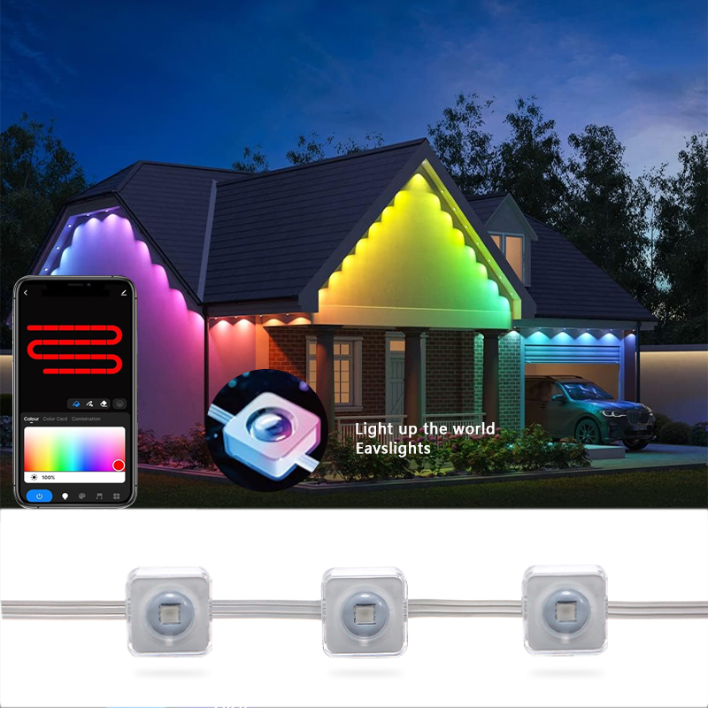 Hot Sale IP67 DC36V/12V Holiday Decoration Led Lights Smart RGBIC Permanent Outdoor Christmas Light With Remote Control