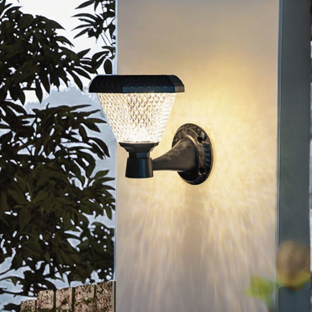 High Efficiency IP65 Remote Control LED Garden Lighting Waterproof Solar Wall Light Energy Saving Outdoor Wall Lamps Dimmable