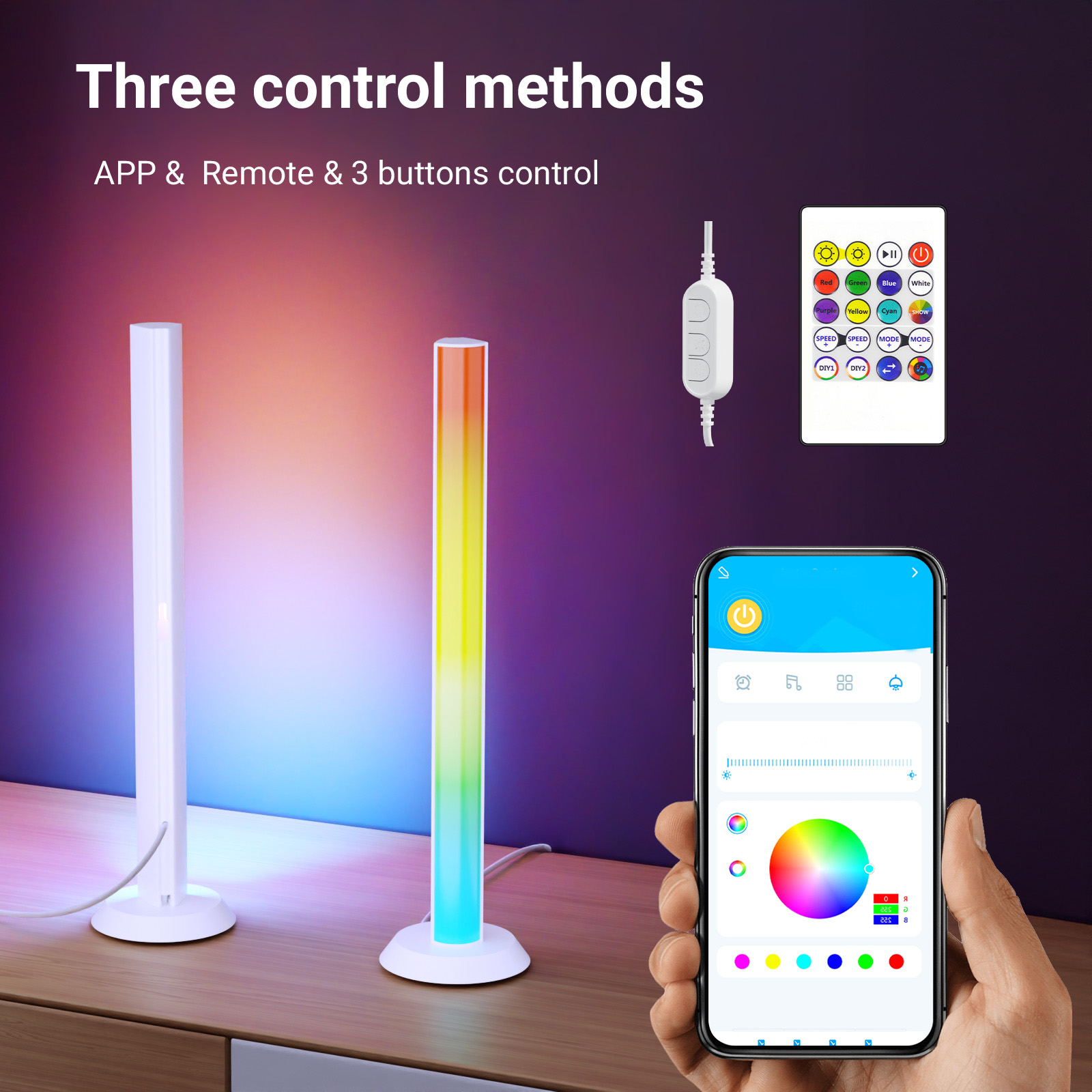 2025 USB DC5V App RGBIC LED Modern Gaming Table Lamp Ambient TV Night Lights Voice Activated Hot Selling Room Decoration Remote