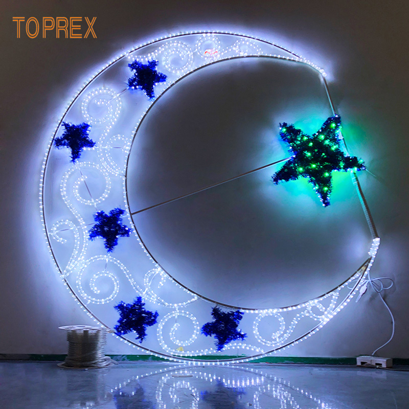 Toprex Large Outdoor Decorative Metal Ramadan Star &amp; Moon Decoration Eid Lighting