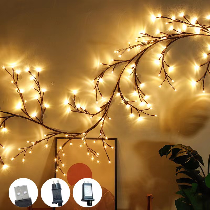 USB Powered Christmas LED Branch Light Tree With Warm White &amp; Multi-color Lights IP44 Waterproof Dimmable Home Wall Decoration
