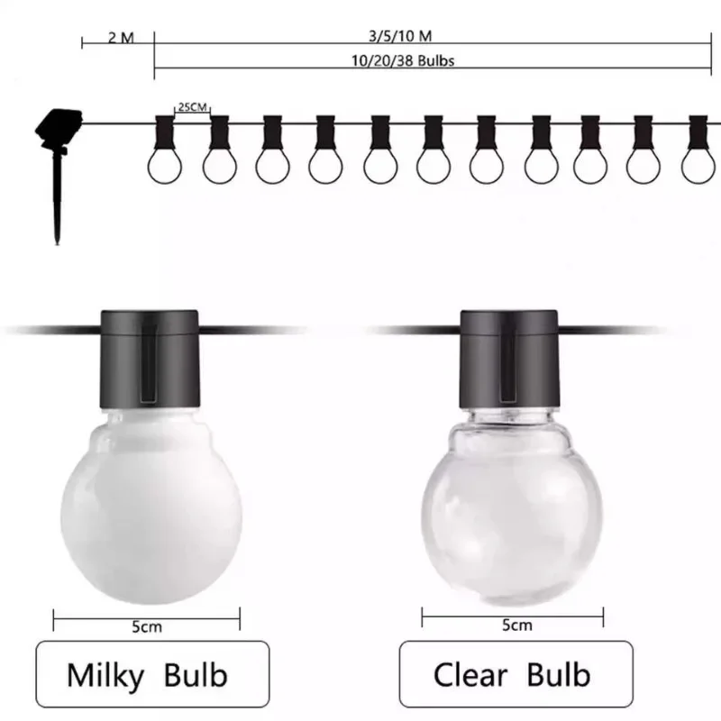 Outdoor Garden Camp LED Fairy Lights IP65 Waterproof Garland String 23M G40 for Tent Christmas Wedding Party Ornament