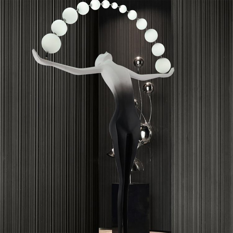 Human Floor Lamp Hotel Nordic Living Room Corner Resin Sculpture Floor Light Design Luxury Acrylic Ball Warm Light Body Art